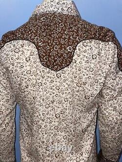 MENS Vintage Long Sleeve ROCKMOUNT RANCH WEAR Snap Button Large 16.5 35 Brown Fl