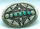 MONTANA VTG Alpaca Mexico Native American LRG Turquoise Leaf Concho Belt Buckle