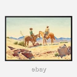 Maynard Dixon Two Cowboys on Horses Western Art Print on Paper or Canvas