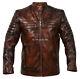 Men Genuine Cowhide Real Leather Jacket Motorcycle Cow Style Antique Brown Coat