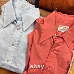 Men Vintage 70s Shirt Lot 8 Disco Collared Western Mod Long Sleeve Large READ