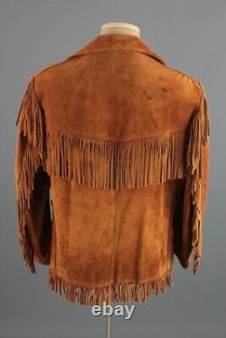 Men's 1970s Schott Fringe Suede Western Jacket 44 Large 70s Vtg Leather Hippy