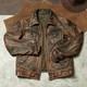 Men's Distressed Brown Buffalo Leather Jacket Vintage Western Zip Trucker Coat