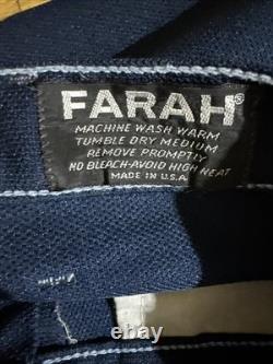 Men's Farah VTG 70s Dark Blue Large 44R 2 PC Polyester Western Suit 1970s Disco