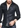 Men's Genuine Lambskin Leather Shirt Jacket Uniform Slim Fit Police Style Outfit