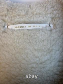 Men's Vintage 1970s Shearling Sheepskin Western Coat Suede Leather Tan USA L XL