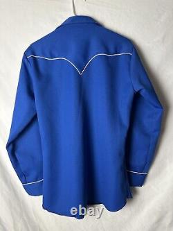 Men's Vintage H BAR C California Ranchwear Royal Flush Western Shirt Blue 15