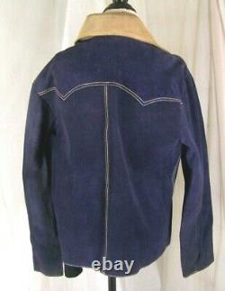 Men's Vintage Homemade Suede Leather Shirt Jacket Purple Cowboy Western Large