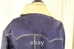 Men's Vintage Homemade Suede Leather Shirt Jacket Purple Cowboy Western Large