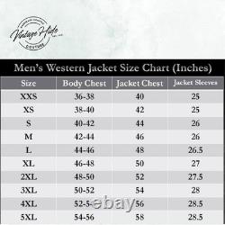 Men's Western Suede Leather Jacket Fringe Native American Cowboy Coat Vintage