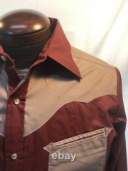 Mens RARE VINTAGE CONWAY TWITTY Country Western L Large 16/16.5 Burgundy Shirt