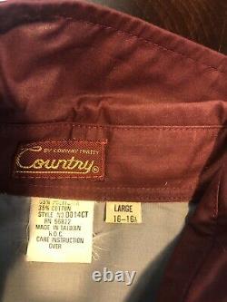 Mens RARE VINTAGE CONWAY TWITTY Country Western L Large 16/16.5 Burgundy Shirt