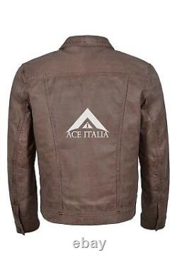 Mens TRUCKER Jacket 60s Vintage American Western Top Genuine Leather Jacket 1280