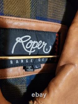 Mens Vintage ROPER Range Gear Yellowstone Western Leather Jacket Size Large