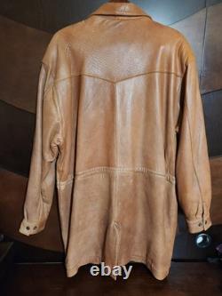Mens Vintage ROPER Range Gear Yellowstone Western Leather Jacket Size Large
