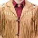 Mens classic Cowboy Western Fringe Casual Wear Leather Jacket Vintage Style