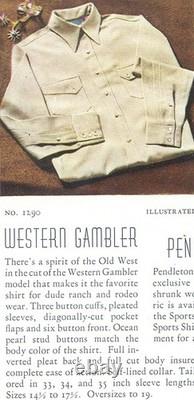 Mid 50's Men's XL Pendleton Western Gambler Wool Gabardine Flap Shirt Rockabilly