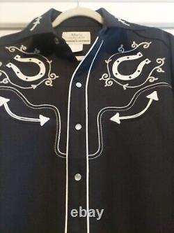 Miele Ranchwear of California Vintage Men Pearl Snap Western Shirt Black L