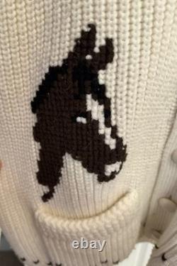 Miller Outwear Western Horse Cowichan Cardigan Sweater Vintage 70s XL
