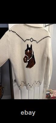 Miller Outwear Western Horse Cowichan Cardigan Sweater Vintage 70s XL
