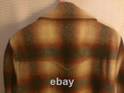 Minty PENDLETON Mens Vintage WESTERN WEAR Wool Coat Jacket Mens L shadow Plaid