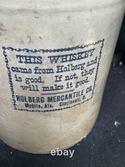 Mobile Alabama Whiskey Jug Tan Crock 3 Gallon Antique Holberg Mercantile AL& OH