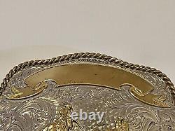 Montana Silvermiths Rodeo Team Roping Belt Buckle XL Roper Calf Cowboy Western