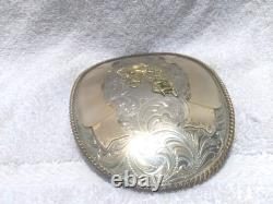 Montana Silversmiths Huge Buckle Team Roping Dual Gold Banners Nickel Great