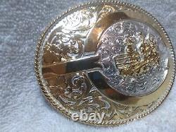 Montana Silversmiths Large 3 Rider Team Penning Trophy Rodeo Buckle Custom Great