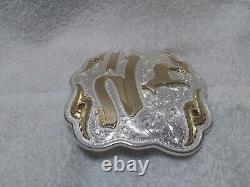 Montana Silversmiths Large Standing Horse Custom Trophy Buckle 4 Ruby Excellent