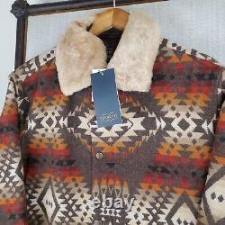 NEW $559 PENDLETON Size Large Mens Virgin Wool Coat Shearling Southwest Aztec
