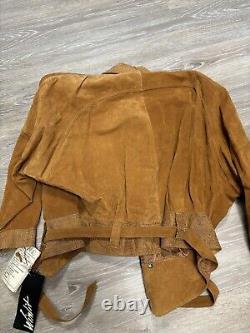 NEW Vintage Winlit Womens Size Large L Brown Western Belted Leather Jacket NWT