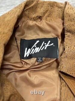 NEW Vintage Winlit Womens Size Large L Brown Western Belted Leather Jacket NWT