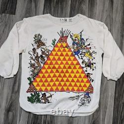 NOSVtg RARE 80s Western Cowboys Indians Comic Game Long Sleeve Shirt Womens