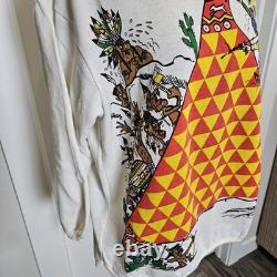 NOSVtg RARE 80s Western Cowboys Indians Comic Game Long Sleeve Shirt Womens