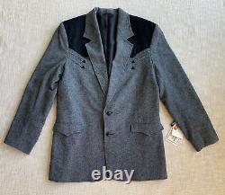 NWT Pioneer Wear Vintage Wool Blend Western Jacket Blazer Men 44L Gray/Black USA