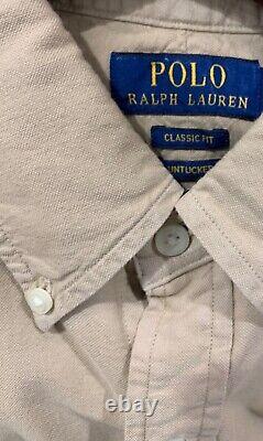 NWT Polo Ralph Lauren BEIGE TAN Classic Fit Short Sleeve Oxford Shirt size LARGE