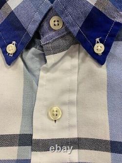 NWT Polo Ralph Lauren BLUE & WHITE PLAID Classic Oxford Button Down Shirt LARGE