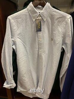 NWT Polo Ralph Lauren BLUE WHITE STRIPE Cotton Oxford Button Down Shirt LARGE
