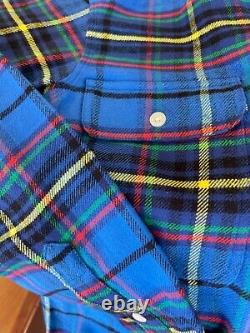 NWT Polo Ralph Lauren Classic Fit BLUE PLAID FLANNEL Button-down Shirt sz LARGE