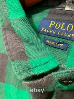 NWT Polo Ralph Lauren GREEN BUFFALO PLAID Flannel Button-down Shirt size LARGE