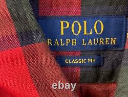 NWT Polo Ralph Lauren RED PLAID Cotton Oxford Button Down Shirt size LARGE