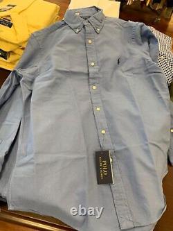 NWT Polo Ralph Lauren STEEL BLUE Classic Fit Long Sleeve Oxford Shirt size LARGE