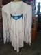 Native American Antique Plains Indian White Buckskin Long Fringe Wedding Dress