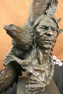 Native American Art Indian Chief Southwestern Bronze Bust Sculpture Statue LARGE