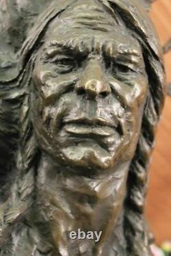 Native American Art Indian Chief Southwestern Bronze Bust Sculpture Statue LARGE