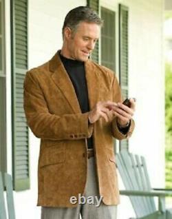 Noora Men Suede Leather Blazer Soft High Quality Genuine Lambskin Jacket Coat QD