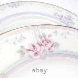Noritake 5 Large Antique Western Plate Set Pink Blue Floral Gold Trim Used