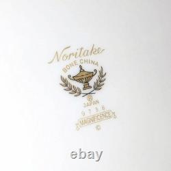 Noritake 5 Large Antique Western Plate Set Pink Blue Floral Gold Trim Used