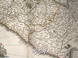 Nova Hispania Mexico 1642 Willem Blaeu Large Antique Engraved Map 17th Century